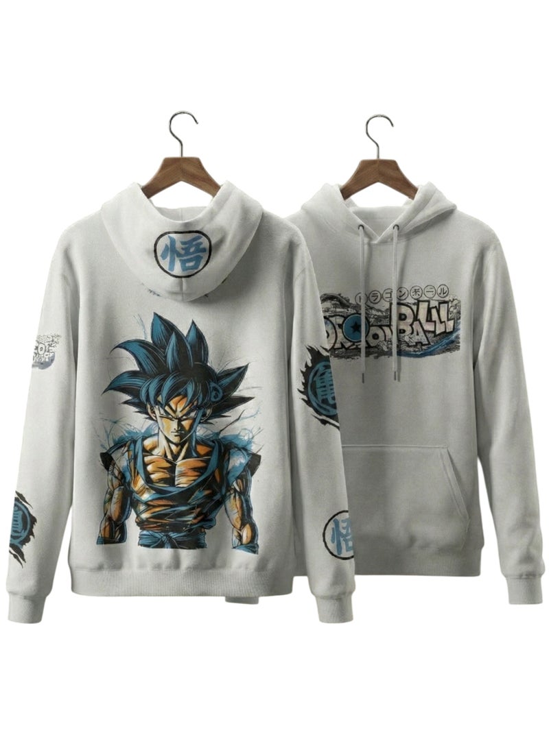 Dragon Ball Goku Graphic Hoodie – White Anime Streetwear Pullover (Unisex) - Image 1